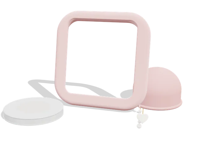 Blush Puff cover: a pink puffy frame, a pink smooth sweater and the pearl-grey swivel base